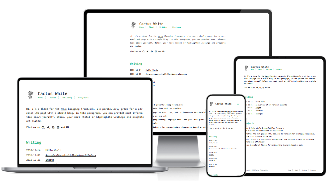 Hexo 响应式简洁主题：Cactus 仙人掌（极简、多配色、多分析工具、支持本地搜索）